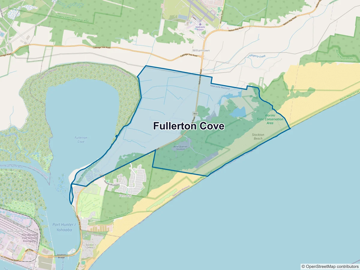Map of Fullerton Cove, NSW, Australia