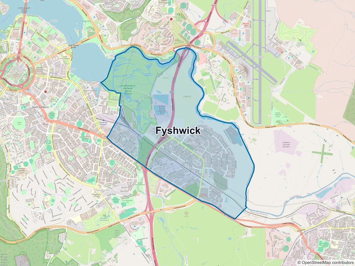 Map of Fyshwick, ACT, Australia