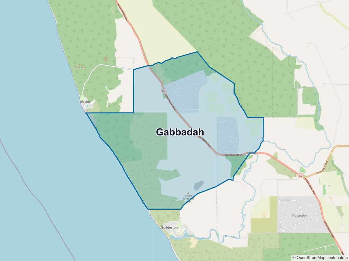 Map of Gabbadah, WA, Australia