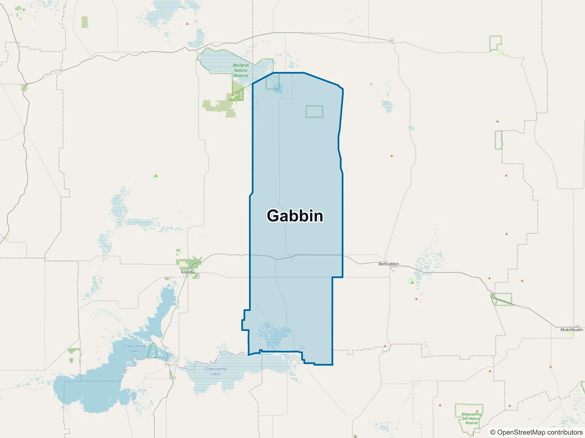 Map of Gabbin, WA, Australia