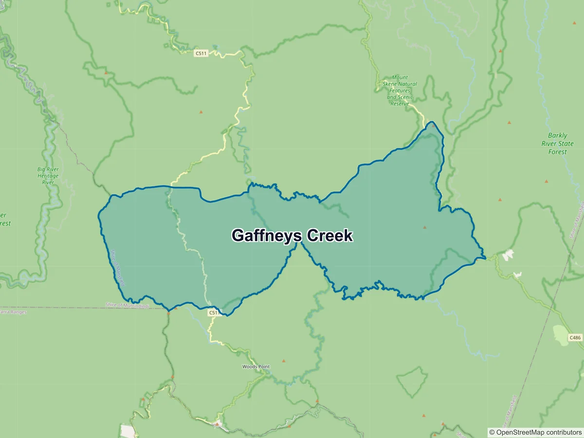 Map of Gaffneys Creek, VIC, Australia