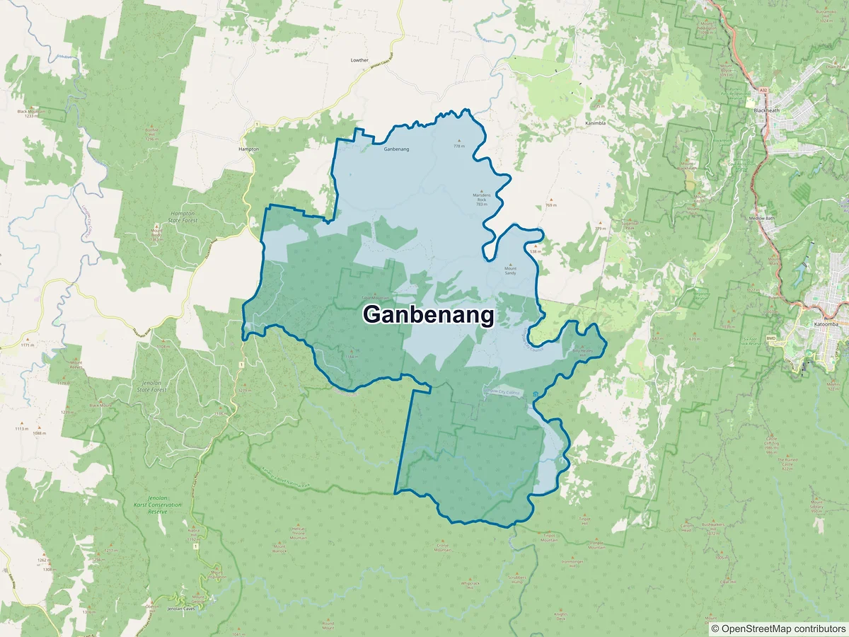 Map of Ganbenang, NSW, Australia