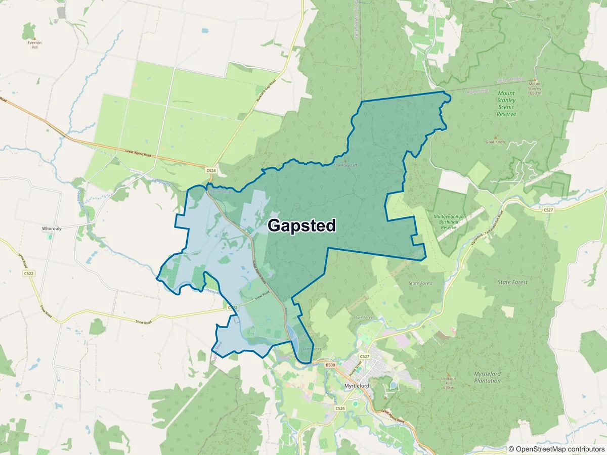 Map of Gapsted, VIC, Australia