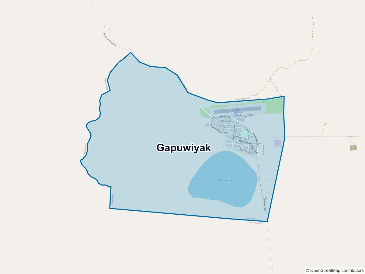 Map of Gapuwiyak, NT, Australia
