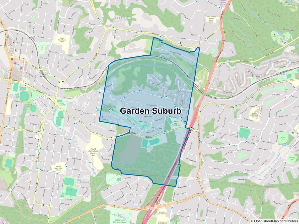 Map of Garden Suburb, NSW, Australia