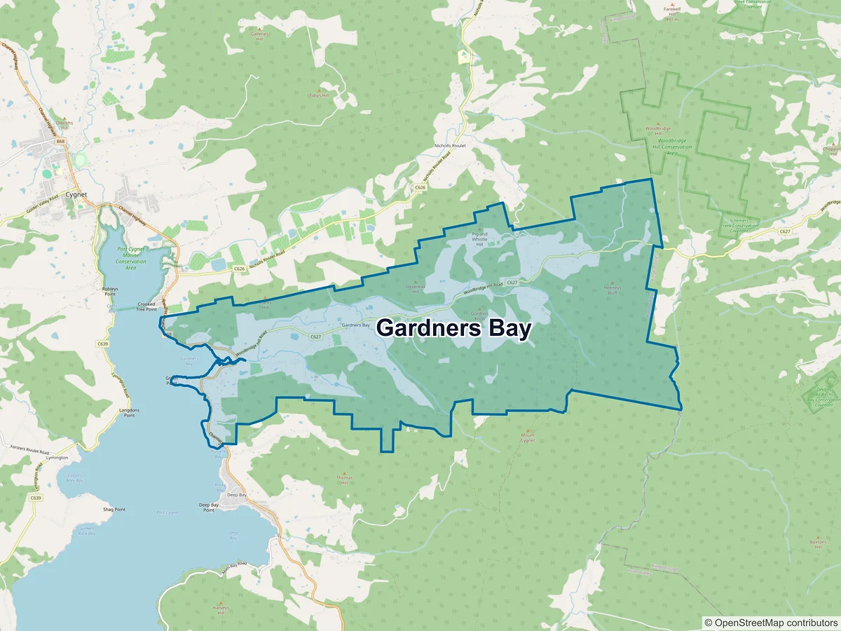 Map of Gardners Bay, TAS, Australia
