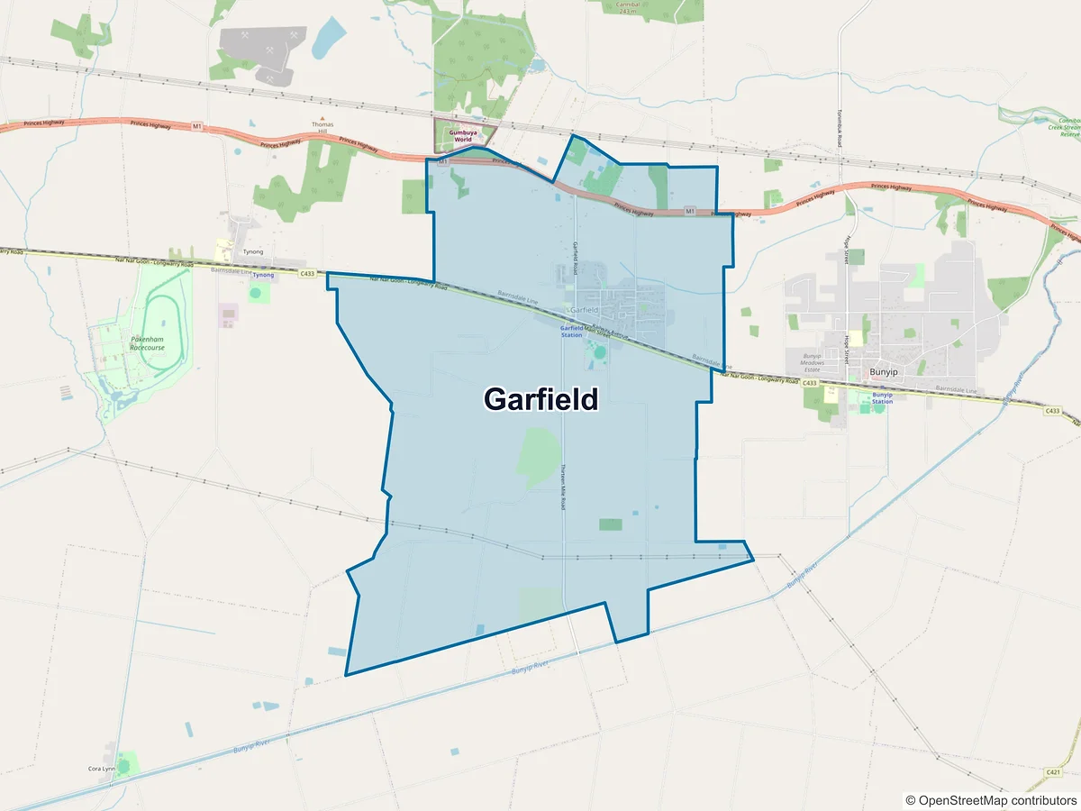 Map of Garfield, VIC, Australia