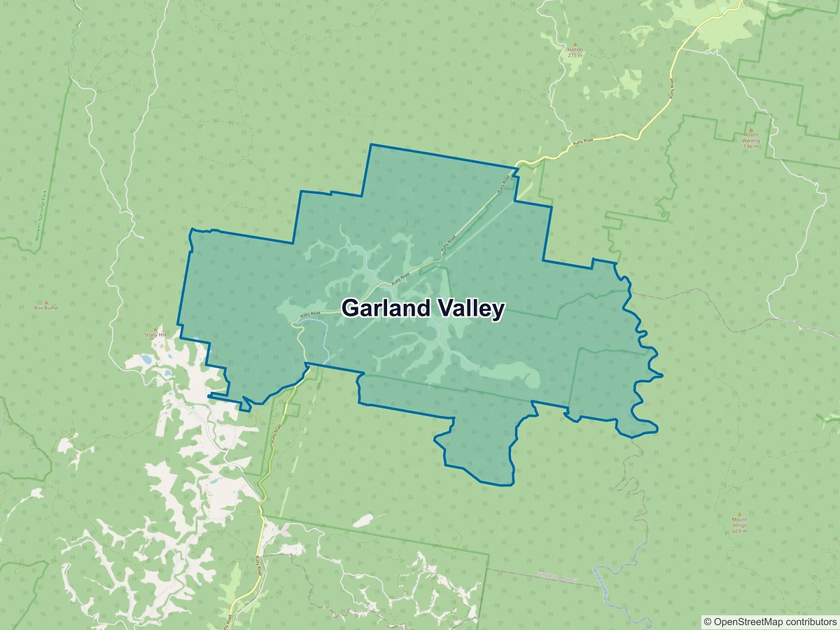 Map of Garland Valley, NSW, Australia