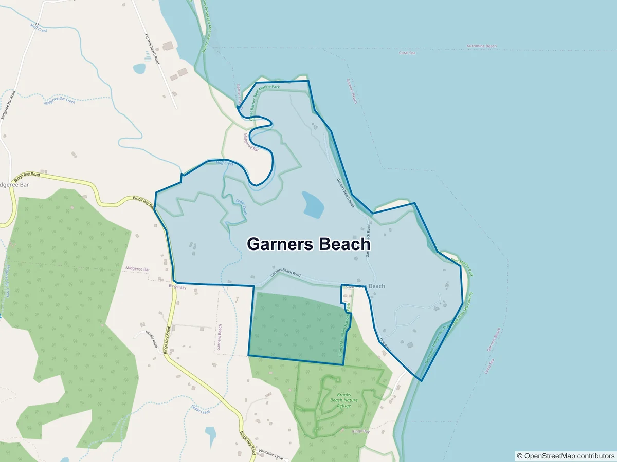 Map of Garners Beach, QLD, Australia