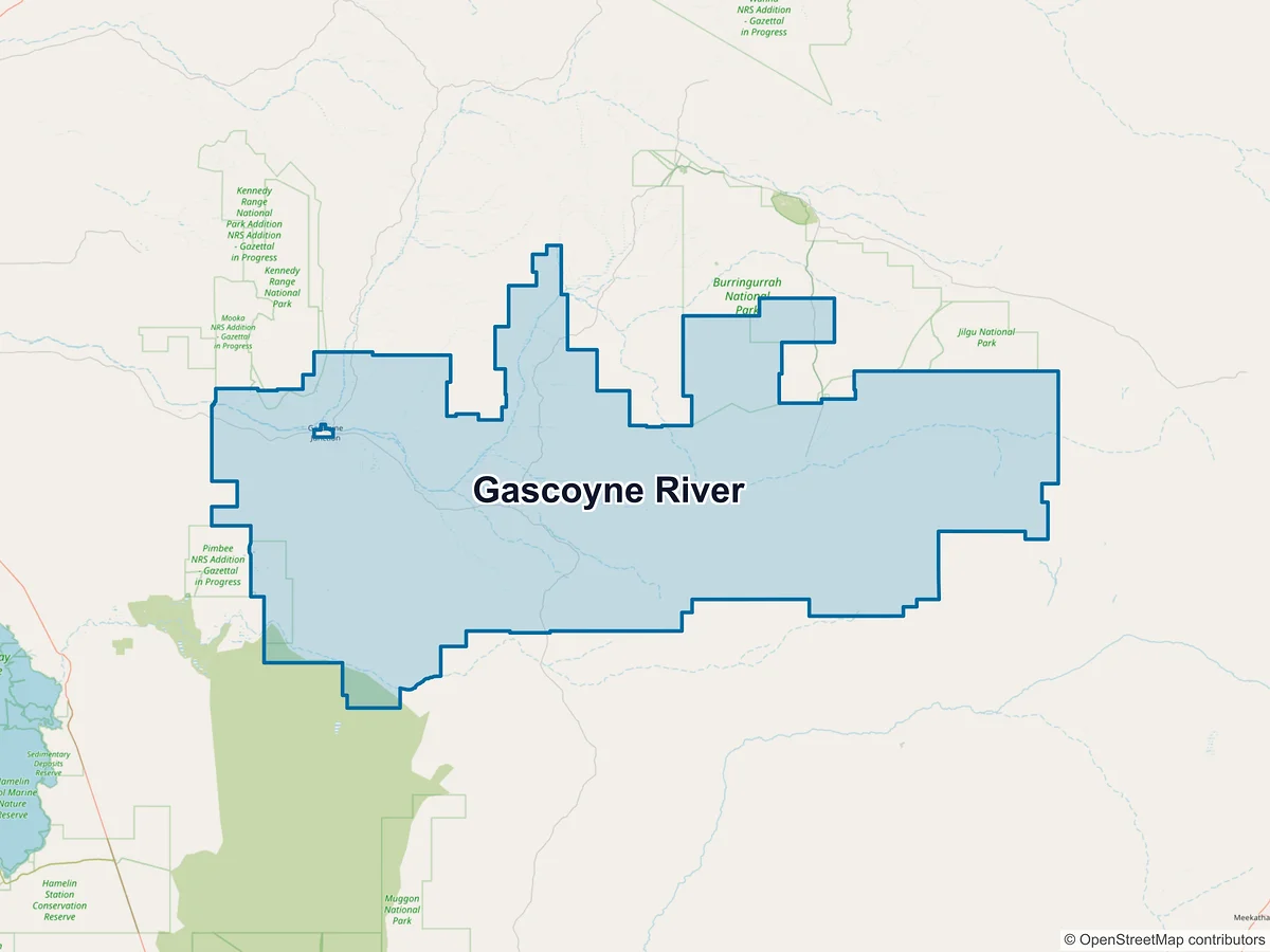 Map of Gascoyne River, WA, Australia