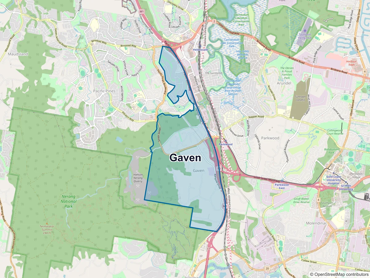 Map of Gaven, QLD, Australia