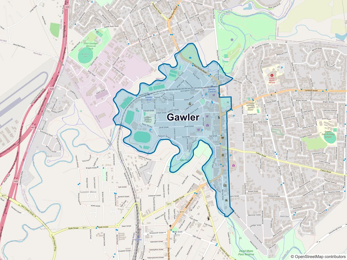 Map of Gawler, SA, Australia