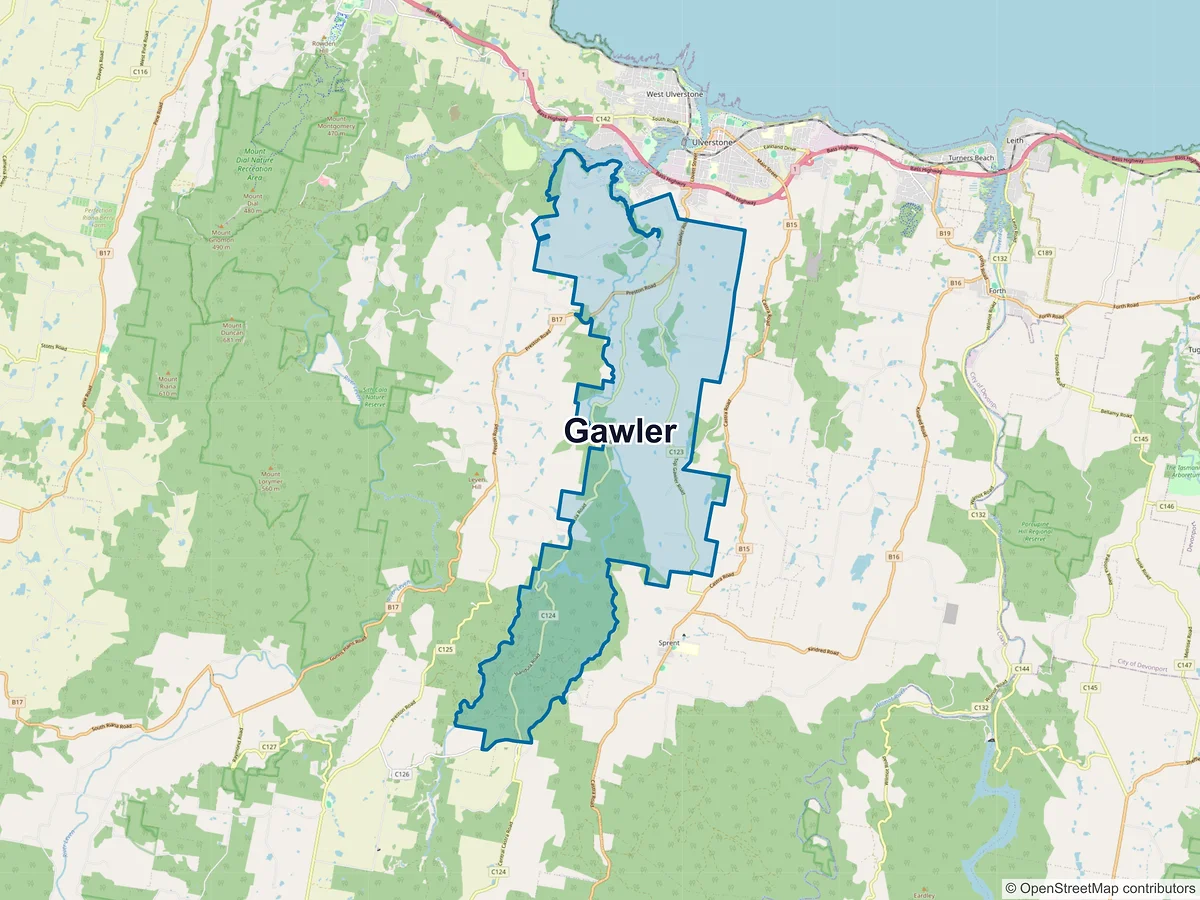 Map of Gawler, TAS, Australia