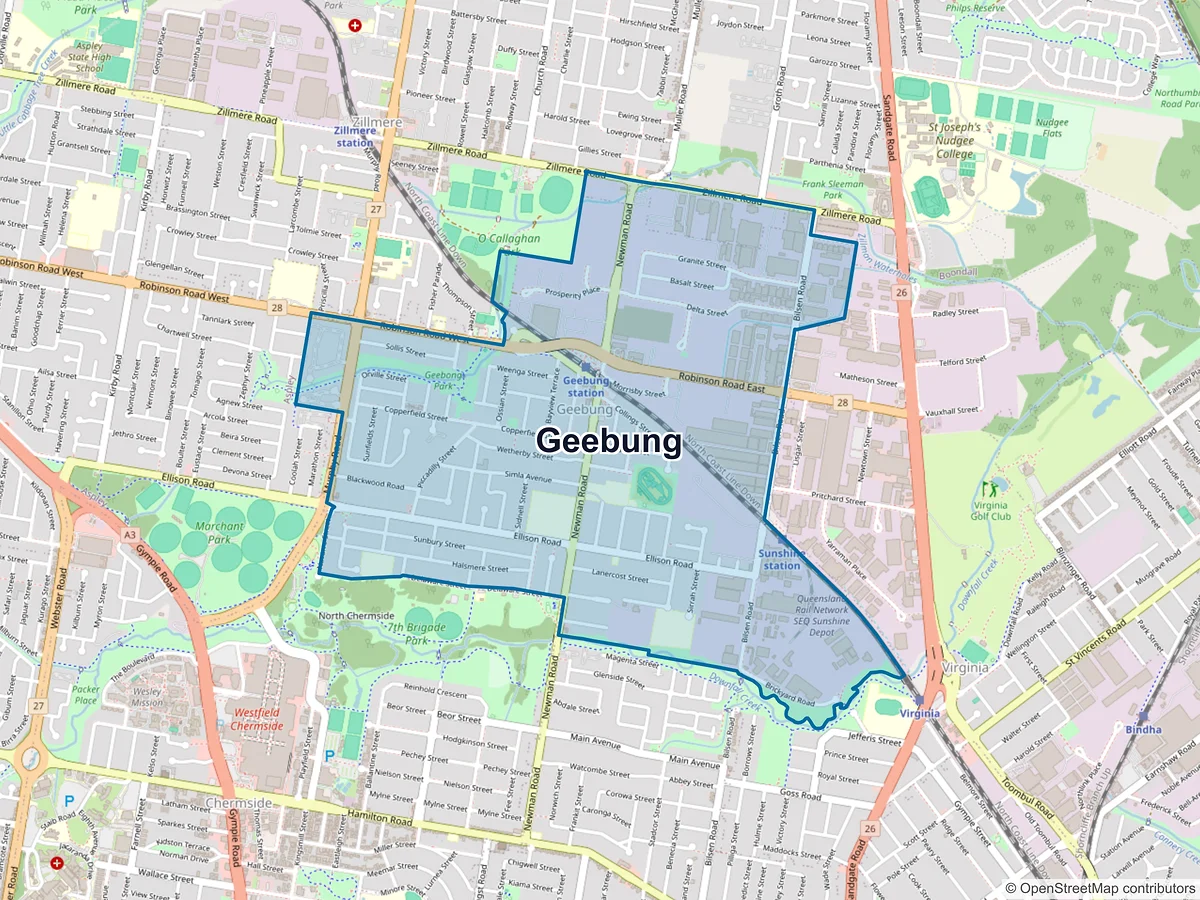Map of Geebung, QLD, Australia
