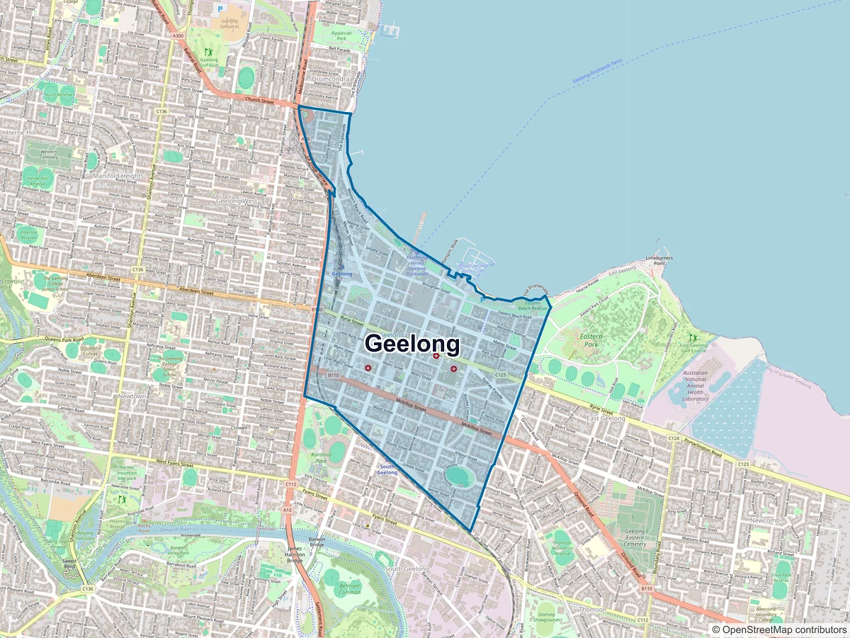 Map of Geelong, VIC, Australia