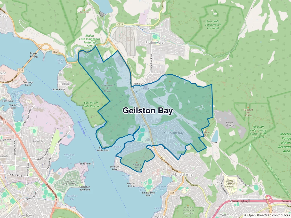 Map of Geilston Bay, TAS, Australia