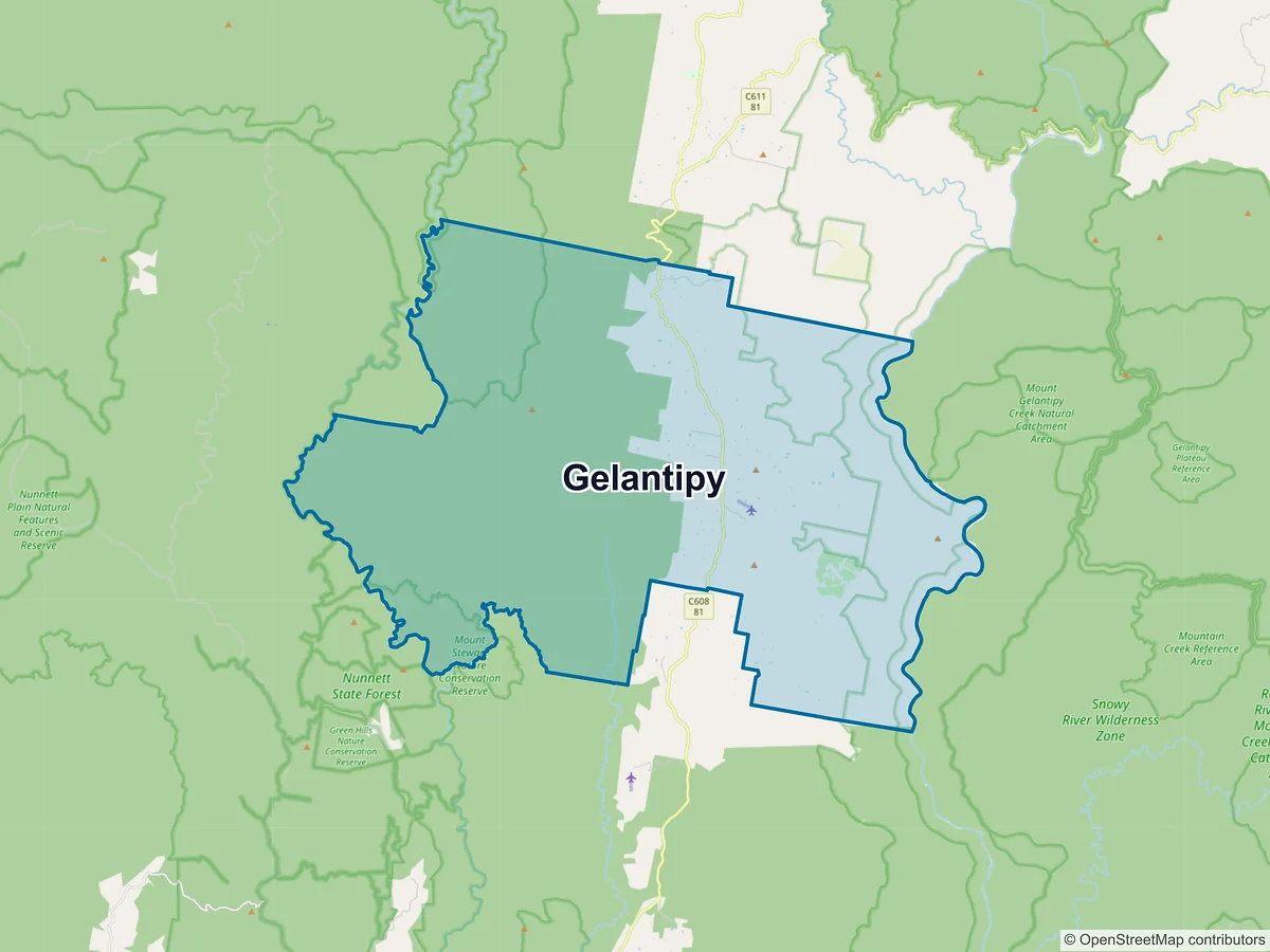 Map of Gelantipy, VIC, Australia