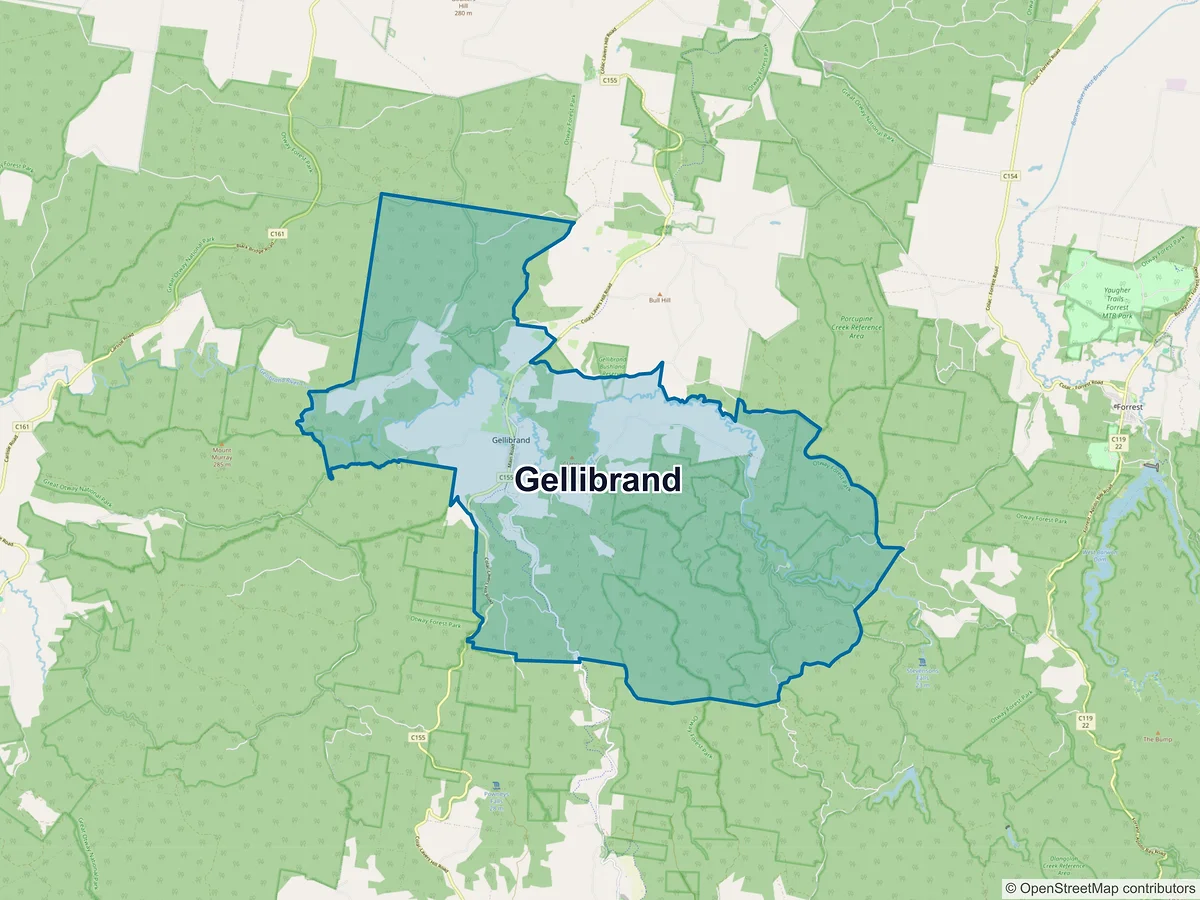 Map of Gellibrand, VIC, Australia