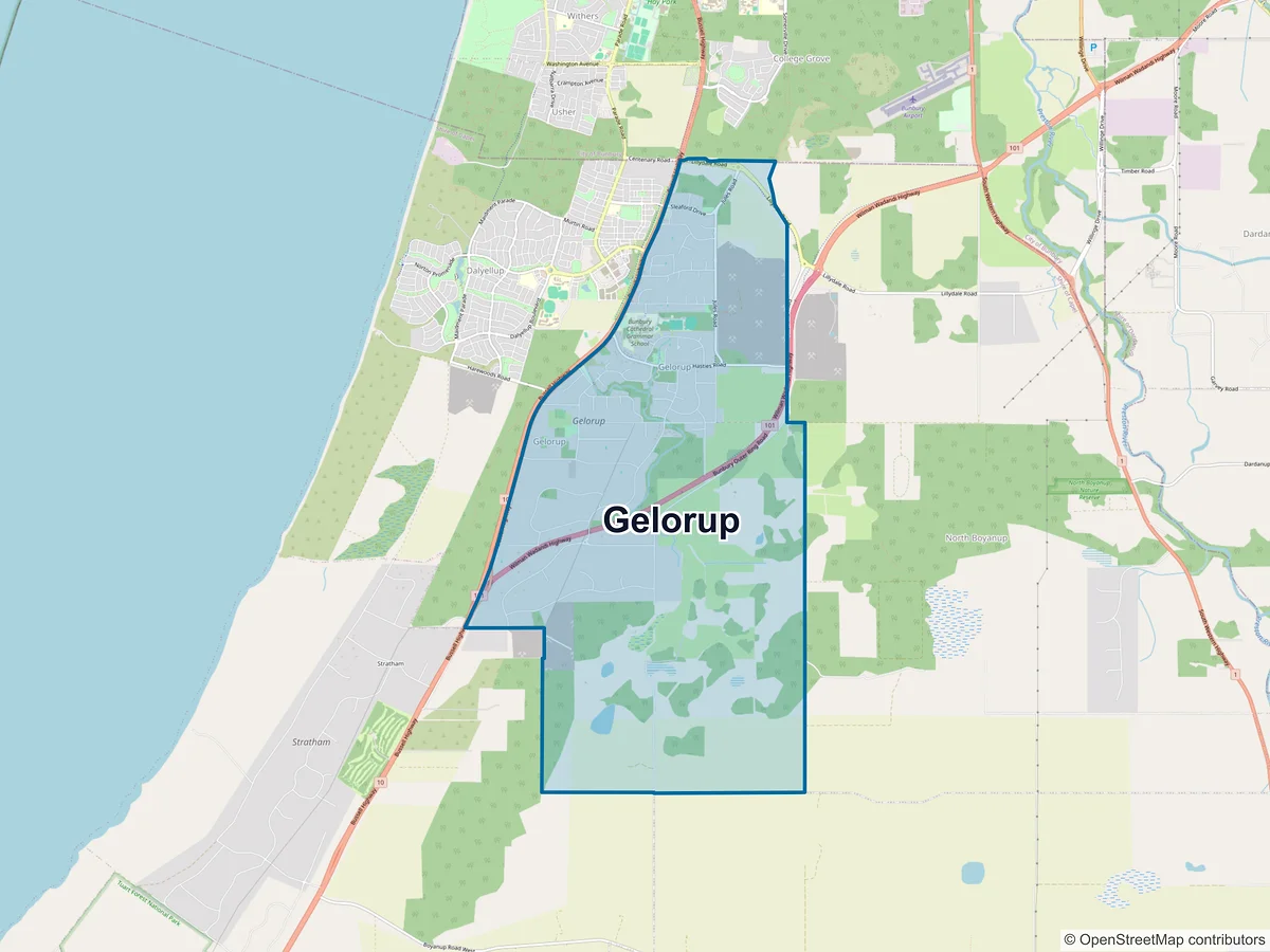Map of Gelorup, WA, Australia