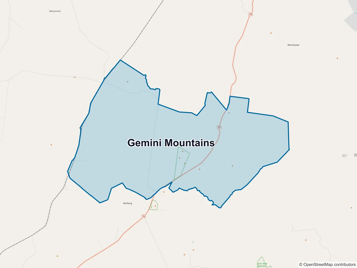 Map of Gemini Mountains, QLD, Australia
