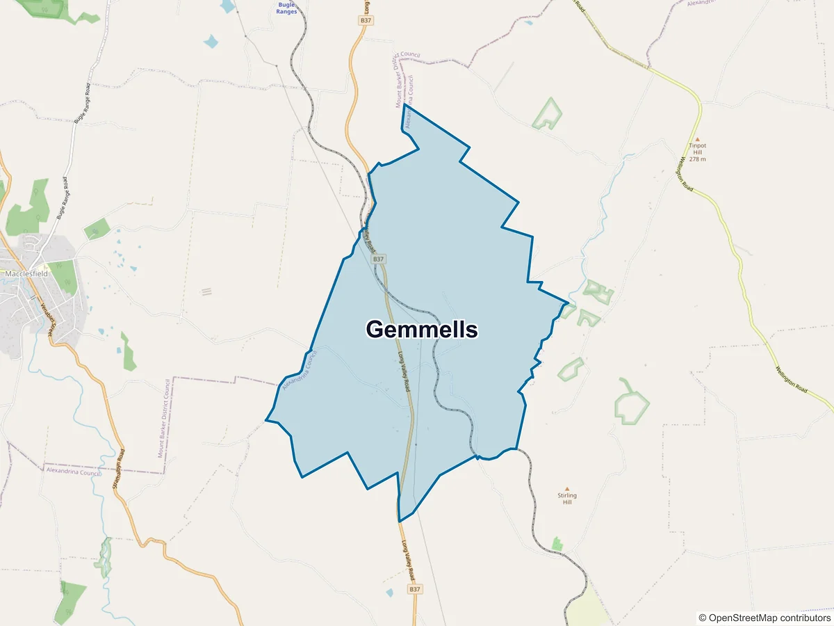 Map of Gemmells, SA, Australia