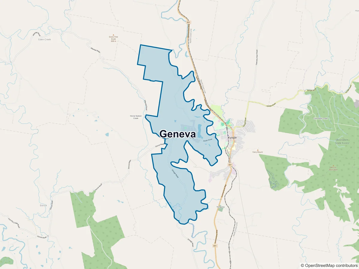 Map of Geneva, NSW, Australia