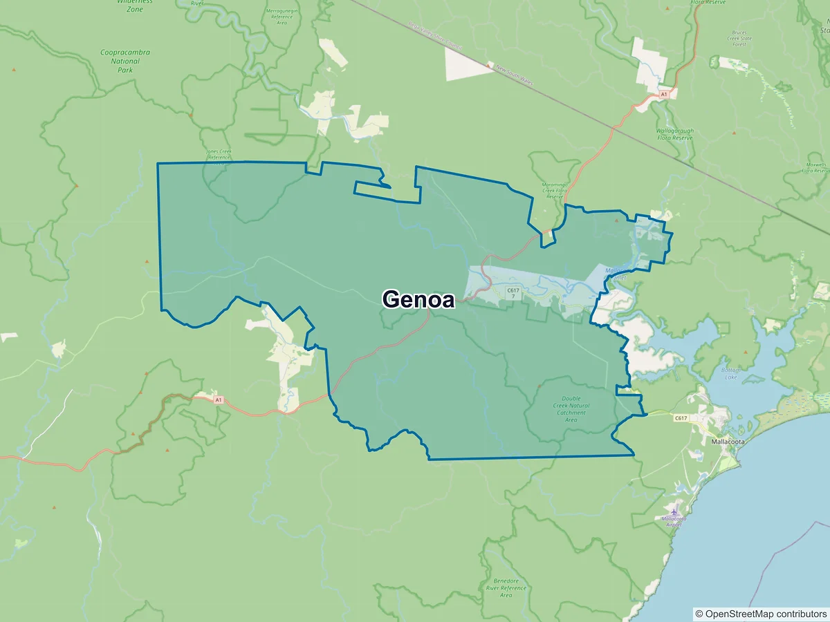 Map of Genoa, VIC, Australia