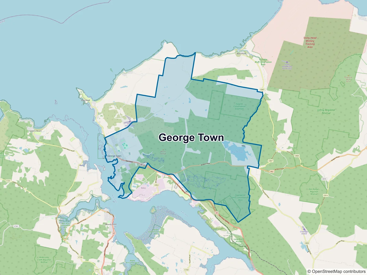 Map of George Town, TAS, Australia