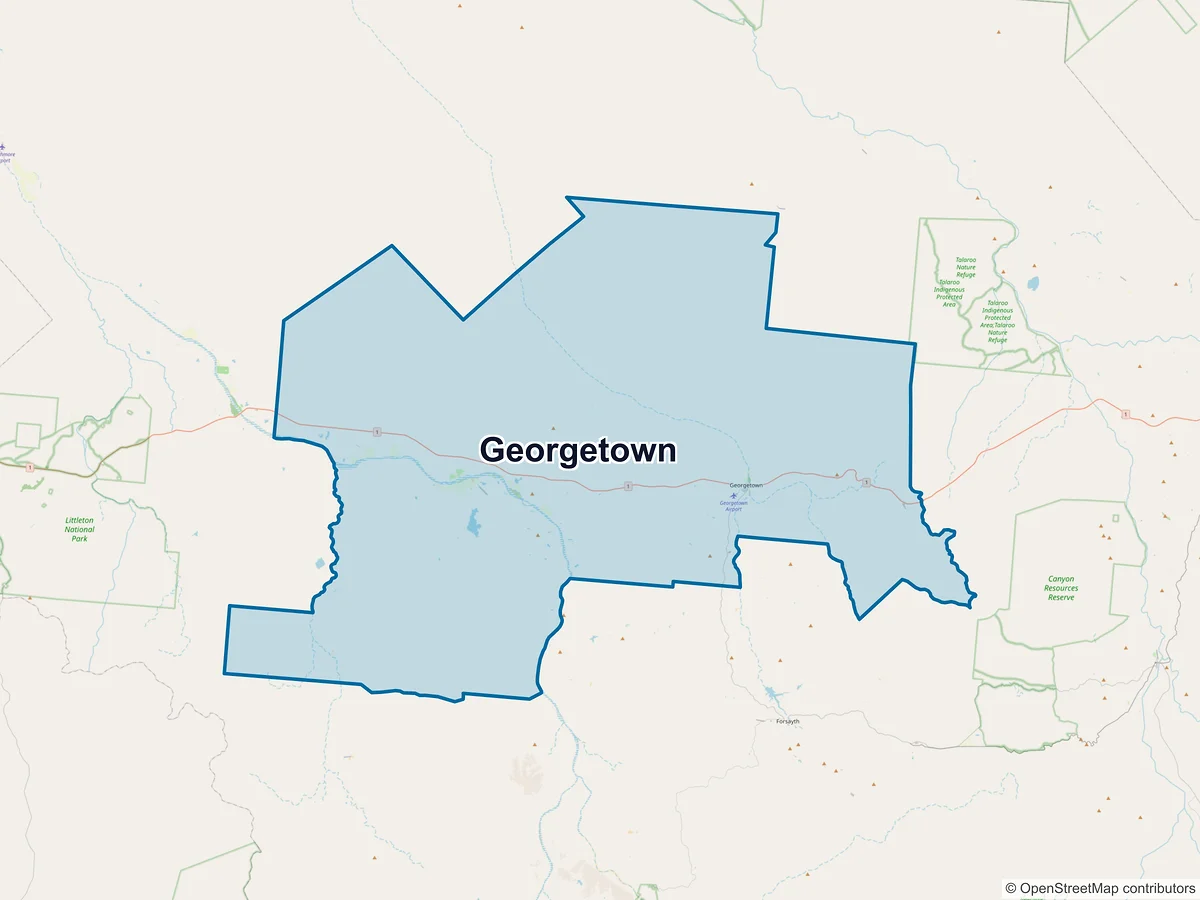 Map of Georgetown, QLD, Australia