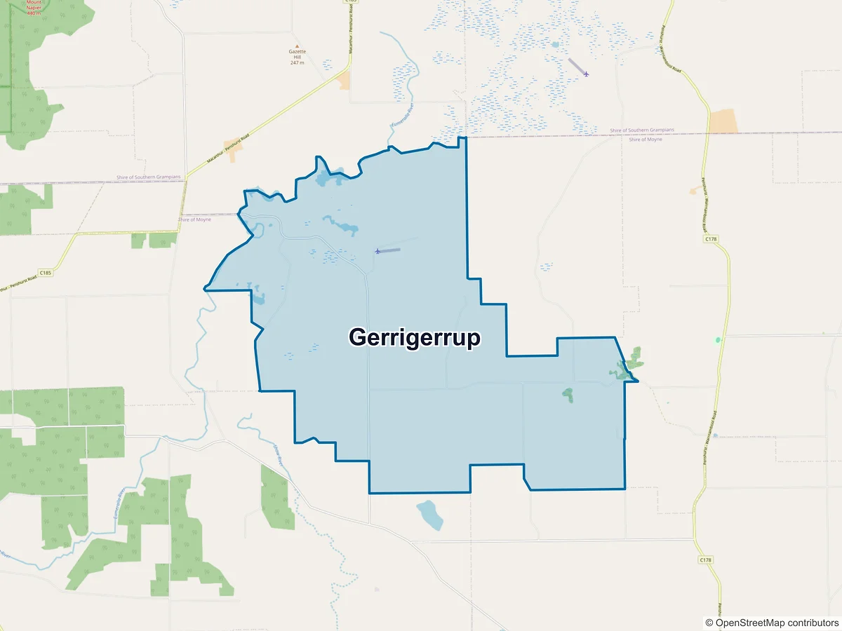 Map of Gerrigerrup, VIC, Australia