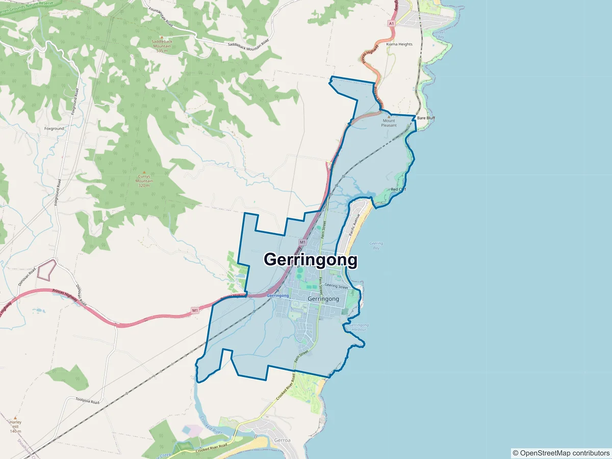 Map of Gerringong, NSW, Australia