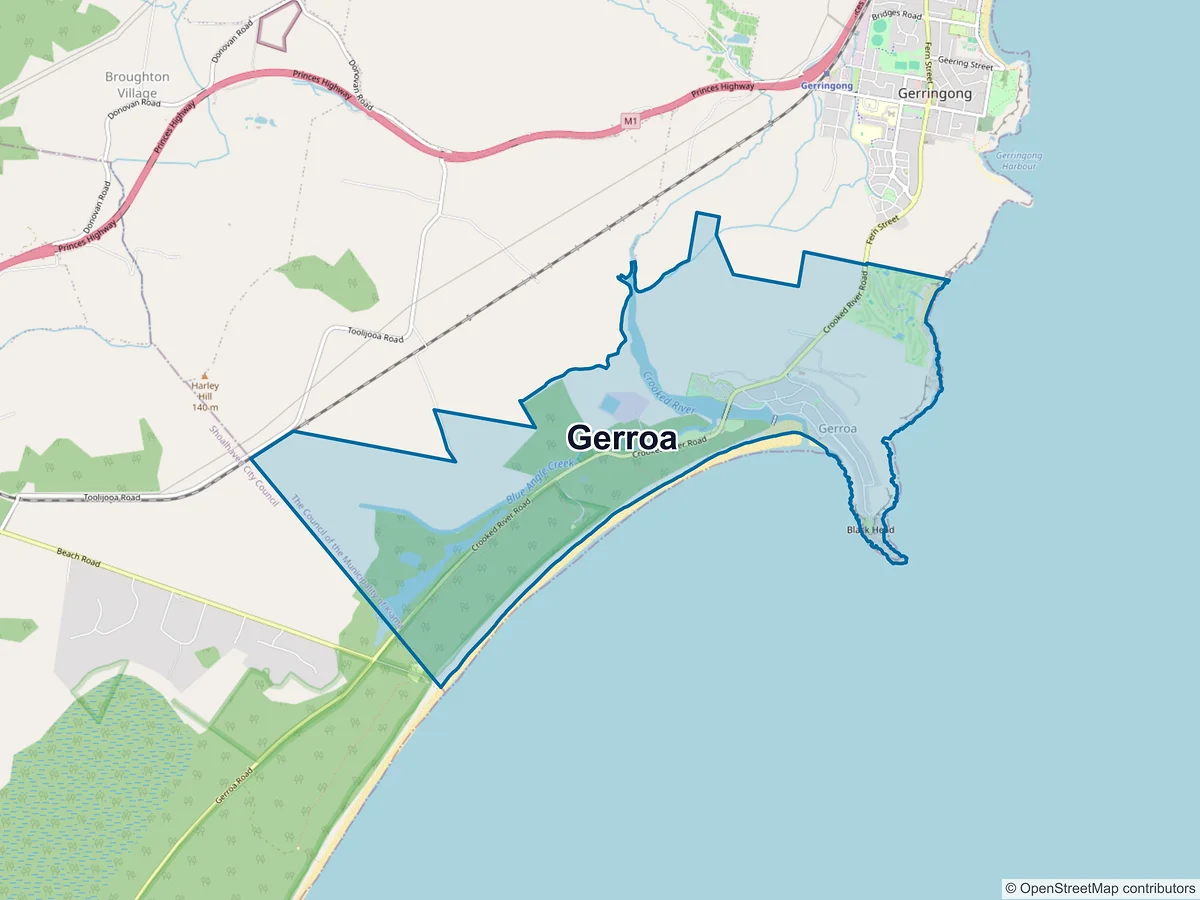 Map of Gerroa, NSW, Australia