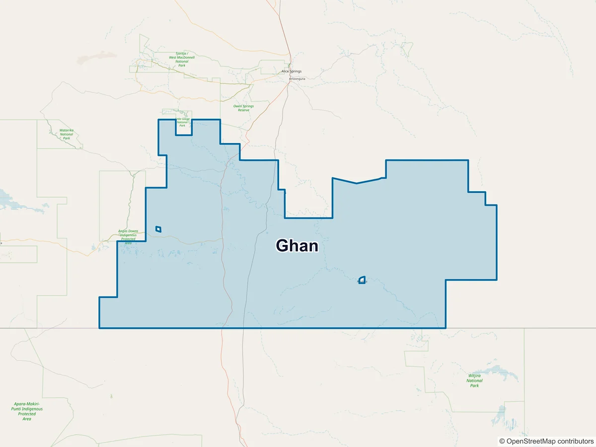 Map of Ghan, NT, Australia