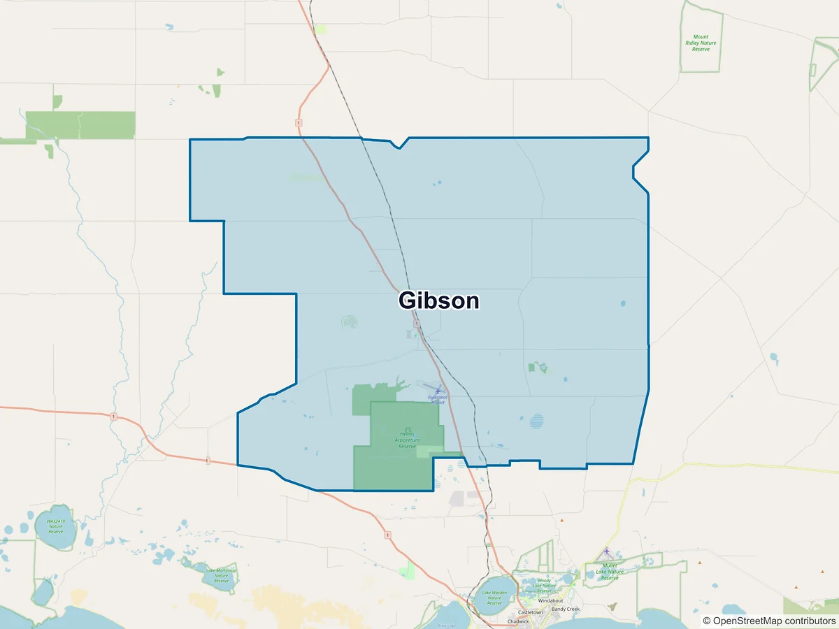 Map of Gibson, WA, Australia
