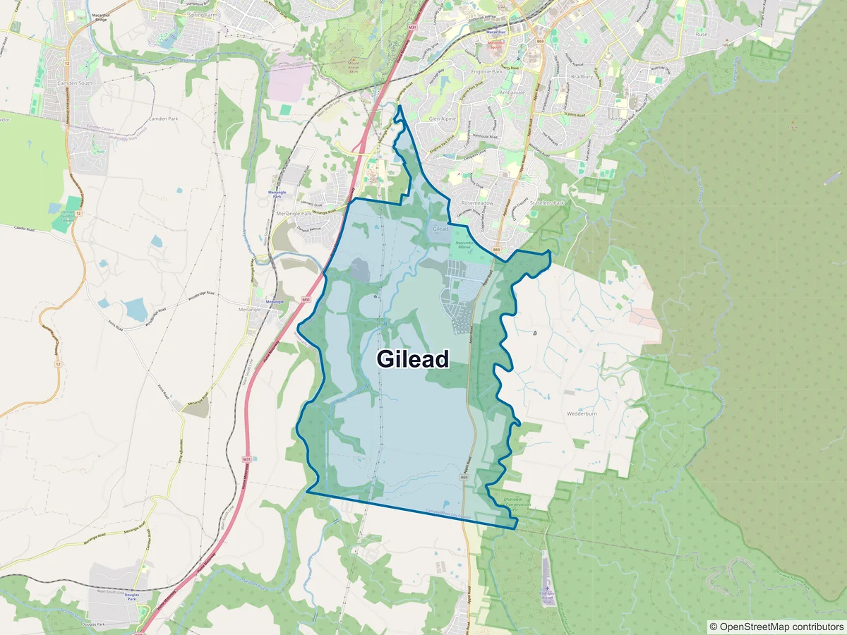 Map of Gilead, NSW, Australia