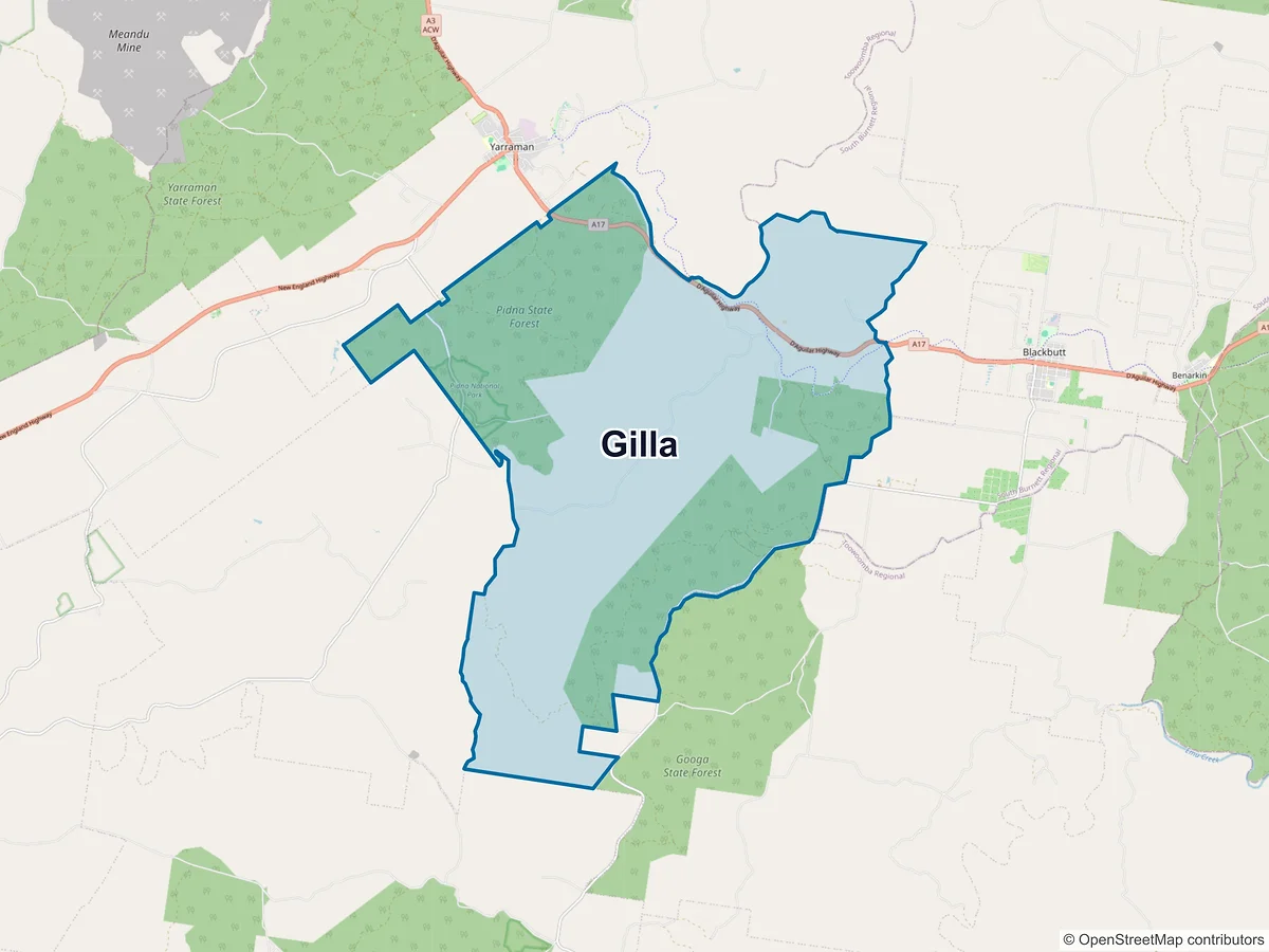 Map of Gilla, QLD, Australia