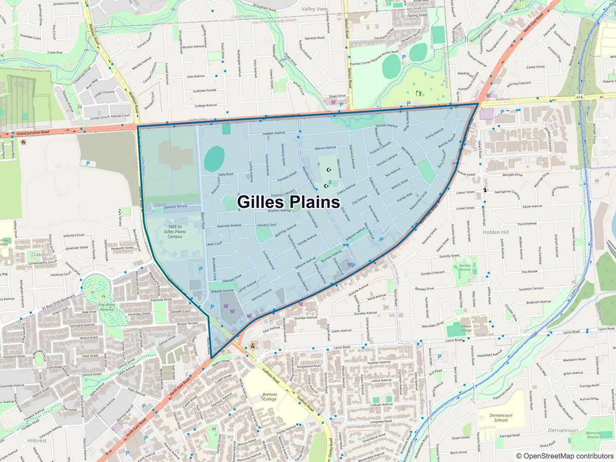 Map of Gilles Plains, SA, Australia