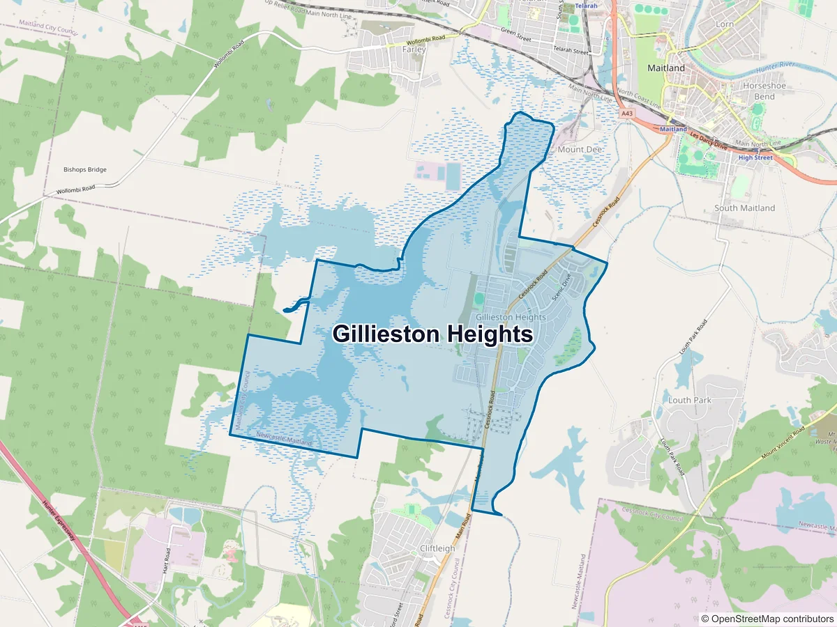 Map of Gillieston Heights, NSW, Australia