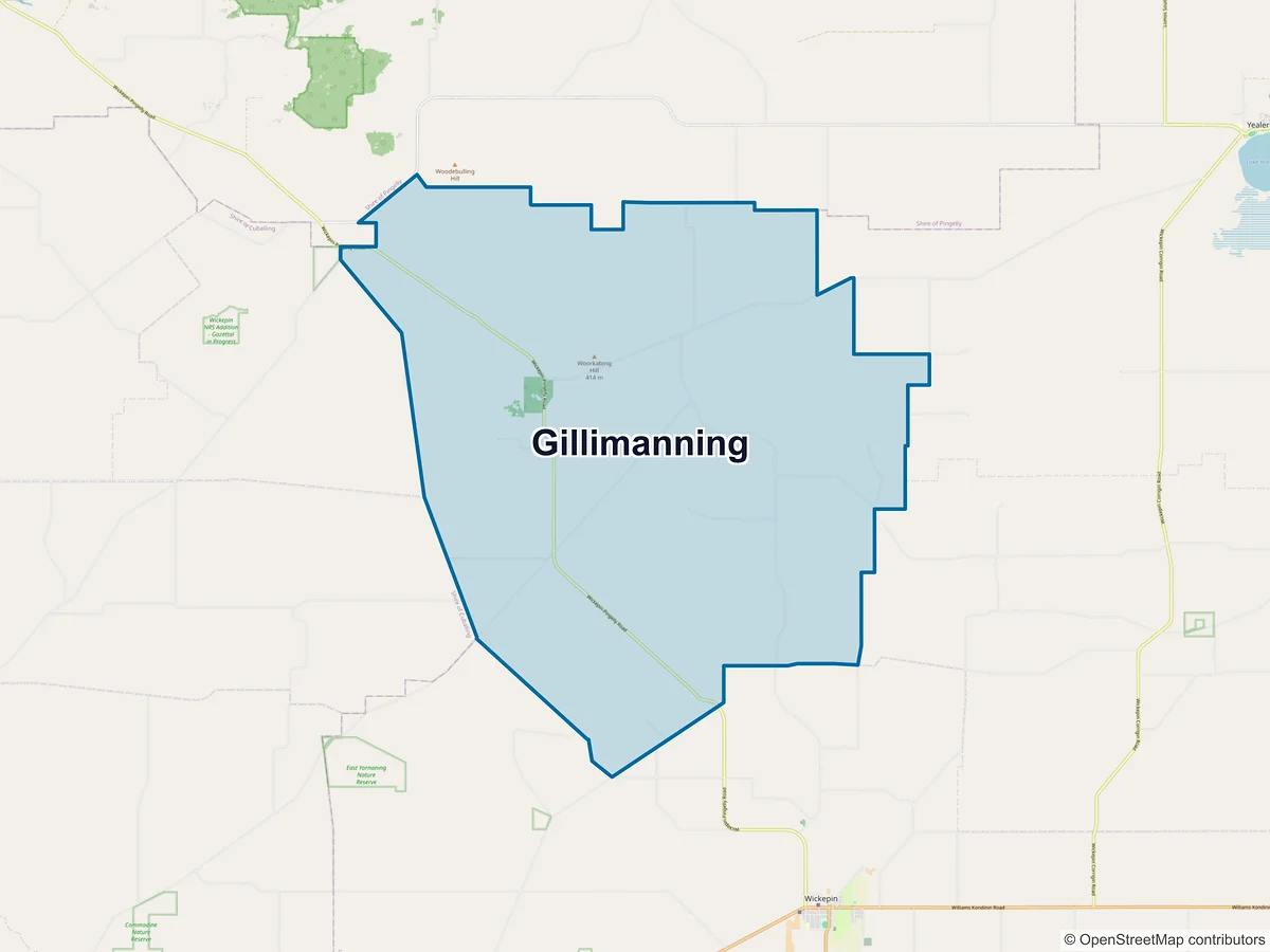 Map of Gillimanning, WA, Australia