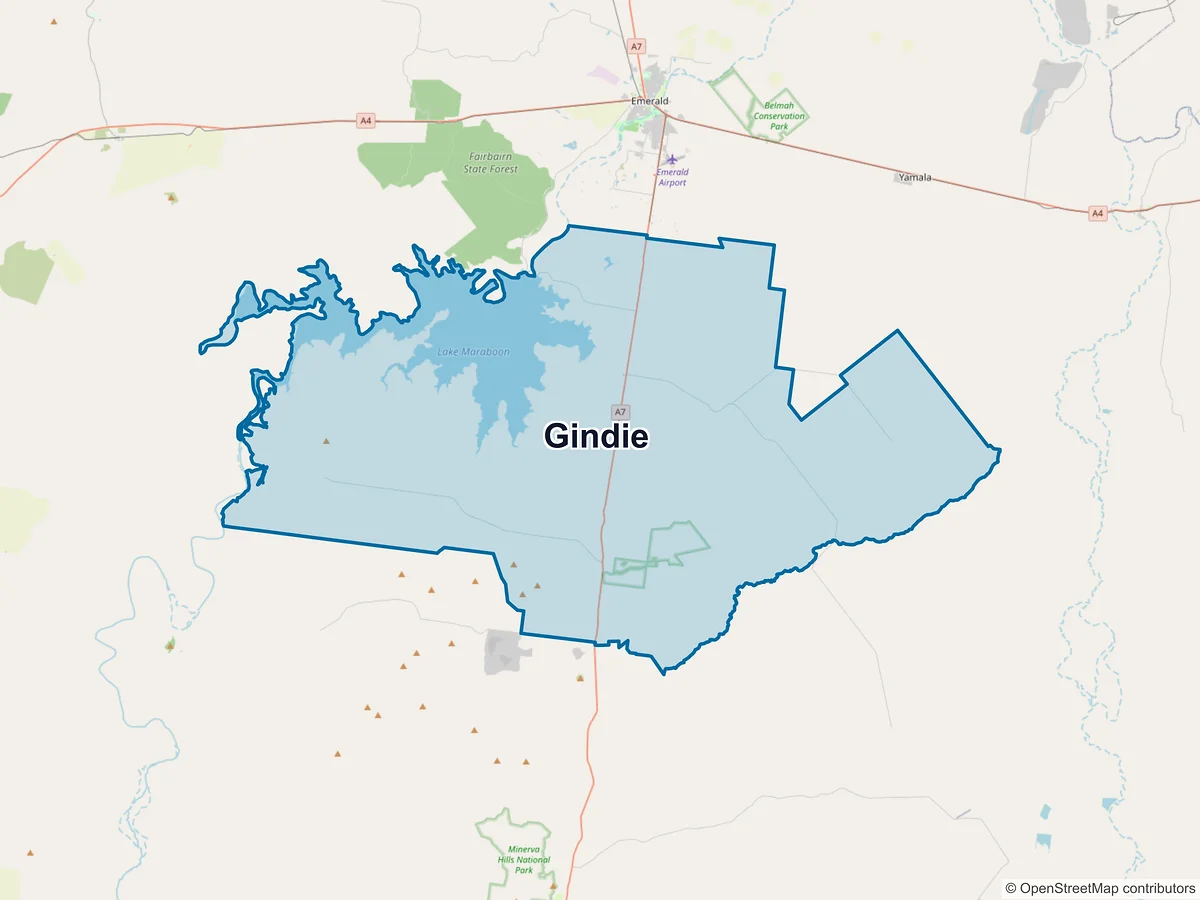 Map of Gindie, QLD, Australia