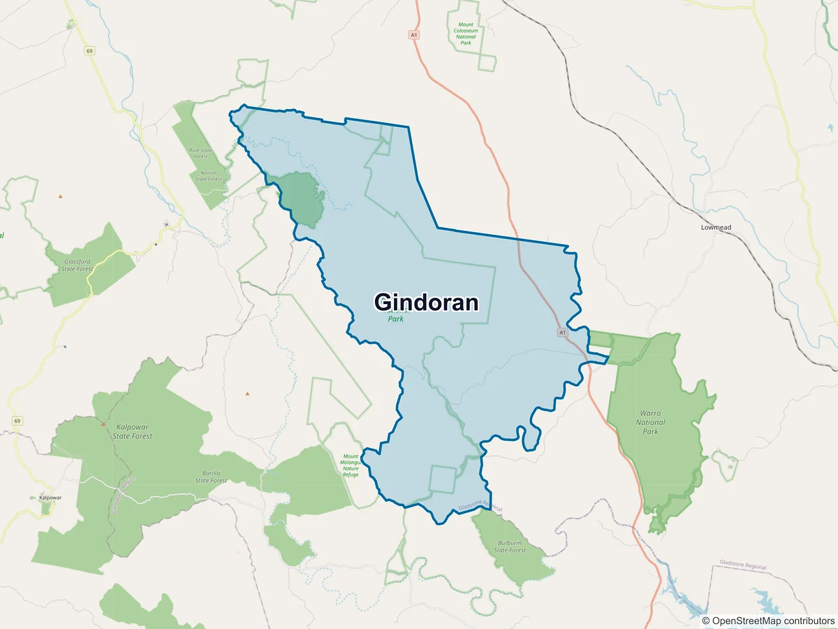 Map of Gindoran, QLD, Australia