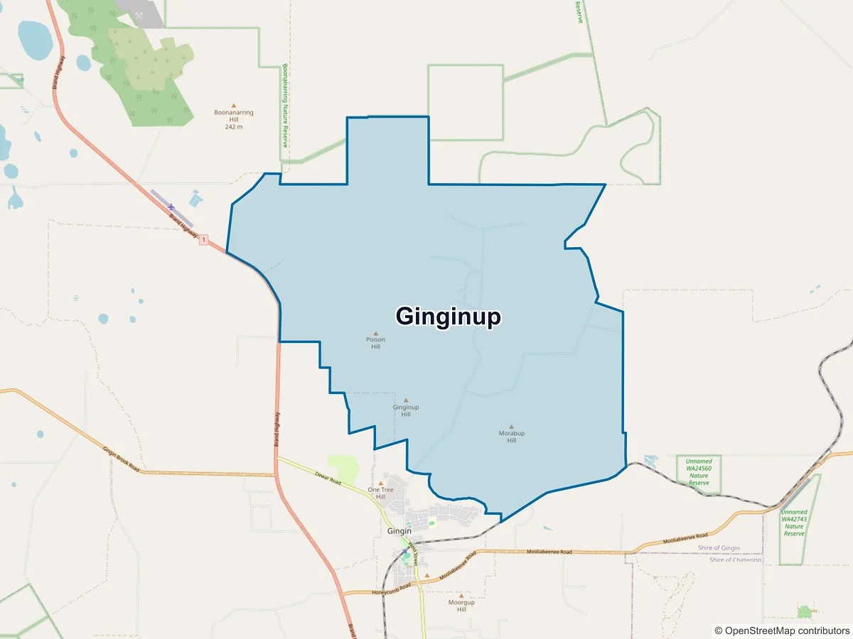 Map of Ginginup, WA, Australia