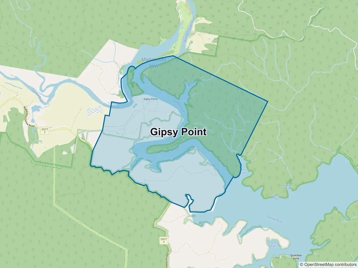 Map of Gipsy Point, VIC, Australia