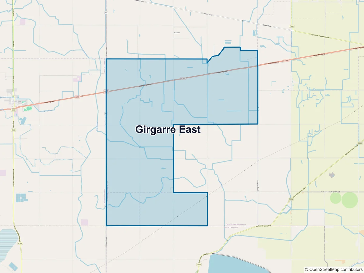 Map of Girgarre East, VIC, Australia