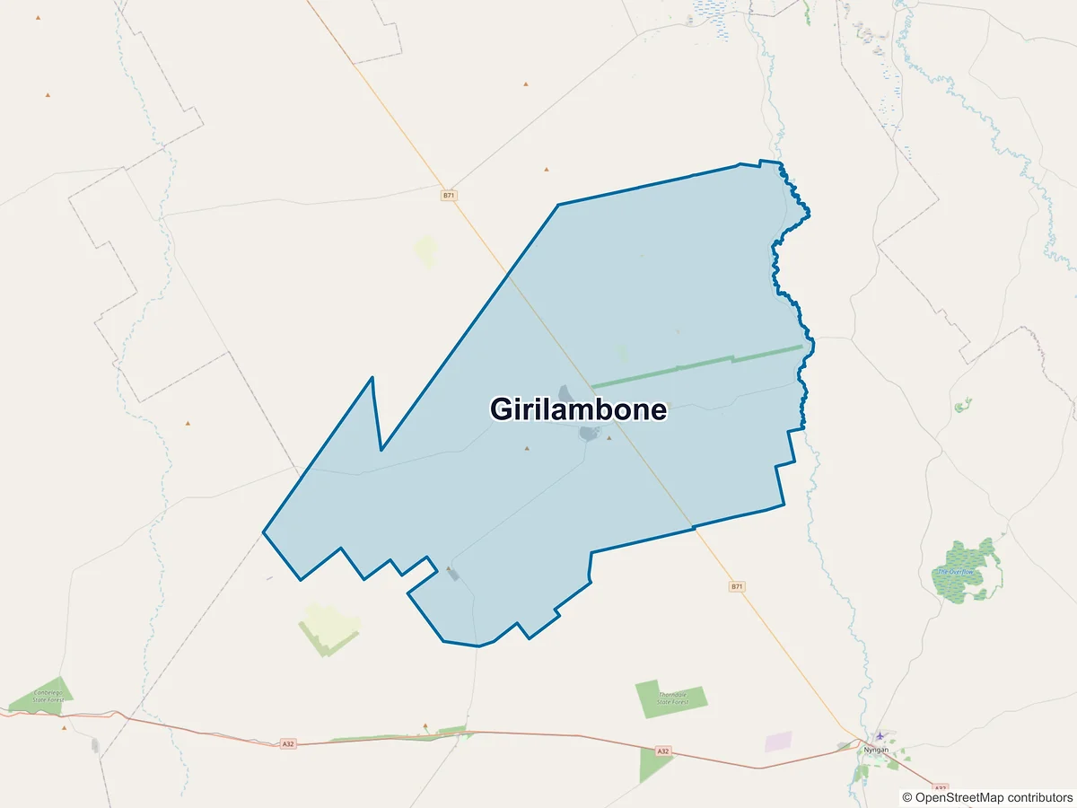 Map of Girilambone, NSW, Australia