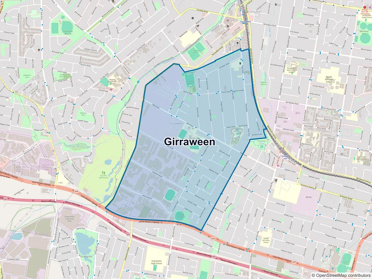 Map of Girraween, NSW, Australia