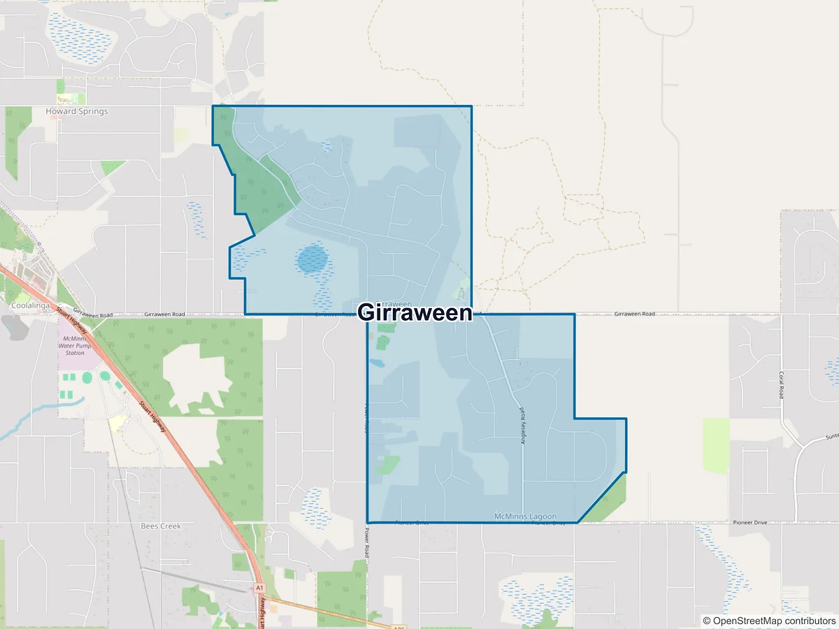 Map of Girraween, NT, Australia