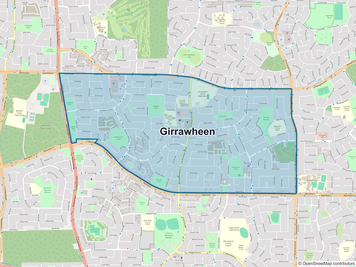 Map of Girrawheen, WA, Australia