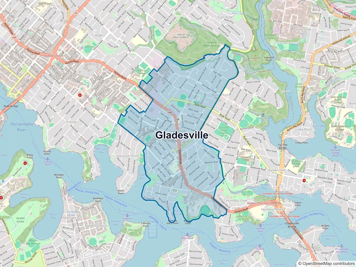 Map of Gladesville, NSW, Australia
