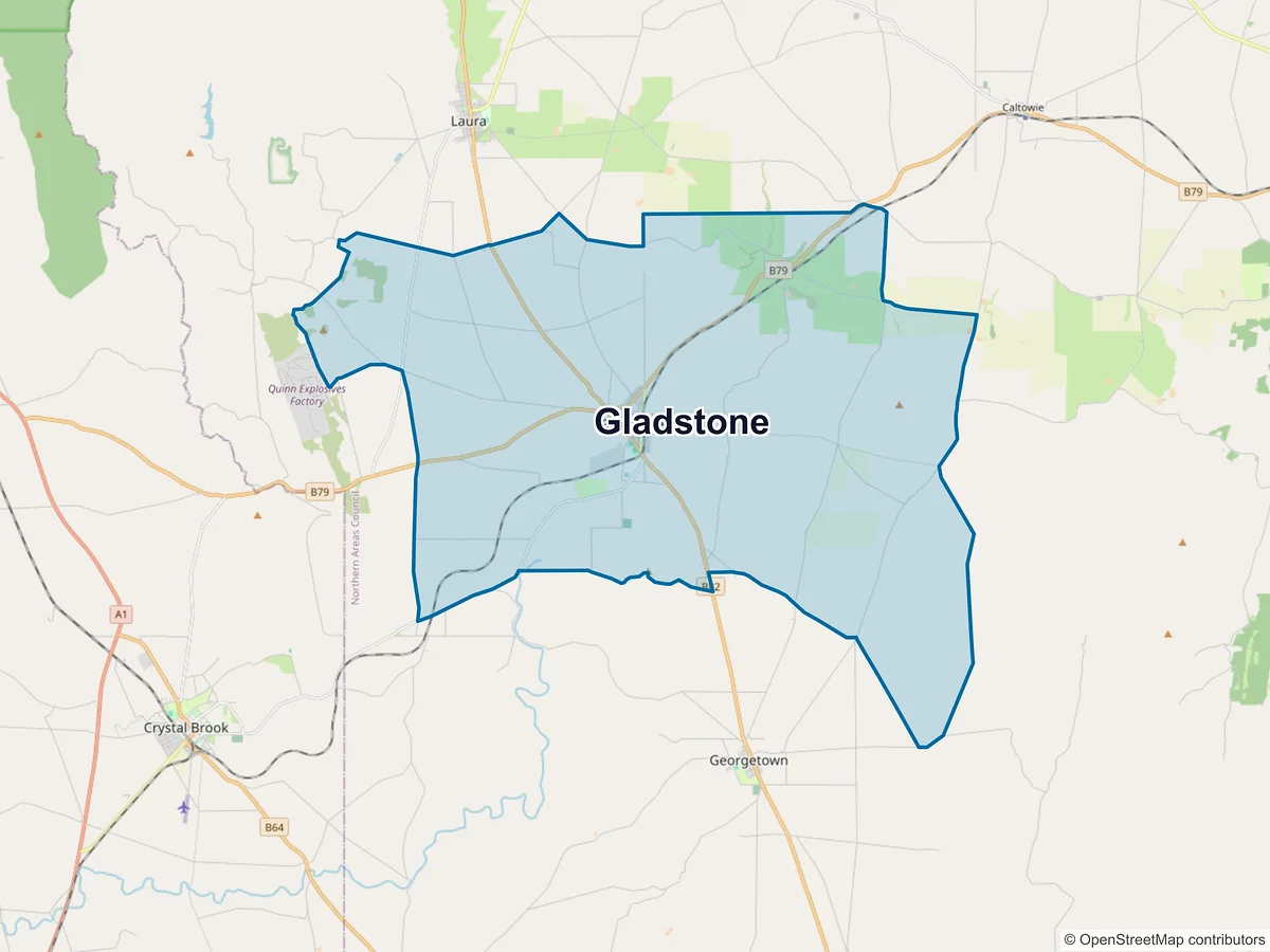 Map of Gladstone, SA, Australia